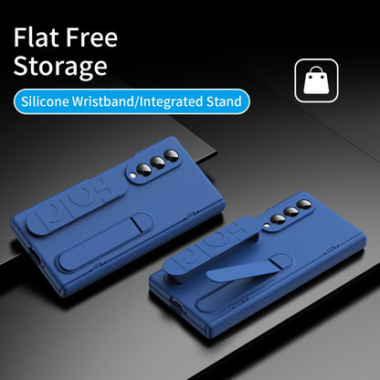For Samsung Galaxy Z Fold4 Bazher Shell Film Integrated Holder Shockproof Phone Case(Blue) - Galaxy Z Fold4 5G Cases by buy2fix | Online Shopping UK | buy2fix