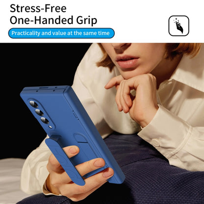For Samsung Galaxy Z Fold4 Bazher Shell Film Integrated Holder Shockproof Phone Case(Blue) - Galaxy Z Fold4 5G Cases by buy2fix | Online Shopping UK | buy2fix