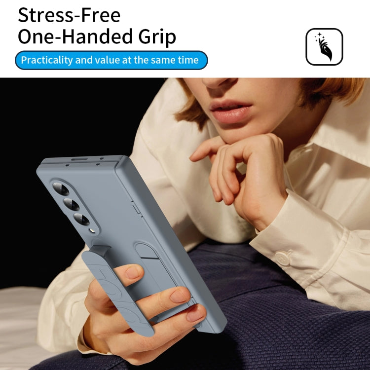 For Samsung Galaxy Z Fold4 Bazher Shell Film Integrated Holder Shockproof Phone Case(Grey) - Galaxy Z Fold4 5G Cases by buy2fix | Online Shopping UK | buy2fix