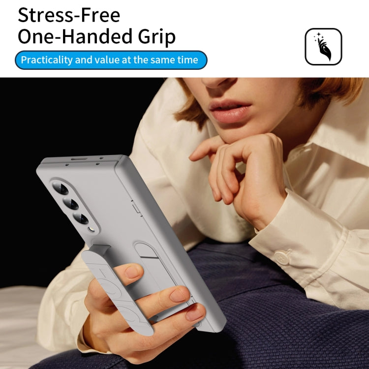 For Samsung Galaxy Z Fold4 Bazher Shell Film Integrated Holder Shockproof Phone Case(Titanium original color) - Galaxy Z Fold4 5G Cases by buy2fix | Online Shopping UK | buy2fix