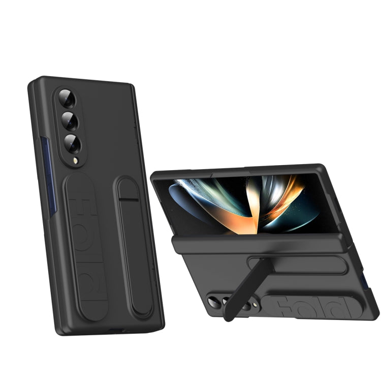 For Samsung Galaxy Z Fold4 Bazher Shell Film Integrated Holder Shockproof Phone Case(Black) - Galaxy Z Fold4 5G Cases by buy2fix | Online Shopping UK | buy2fix