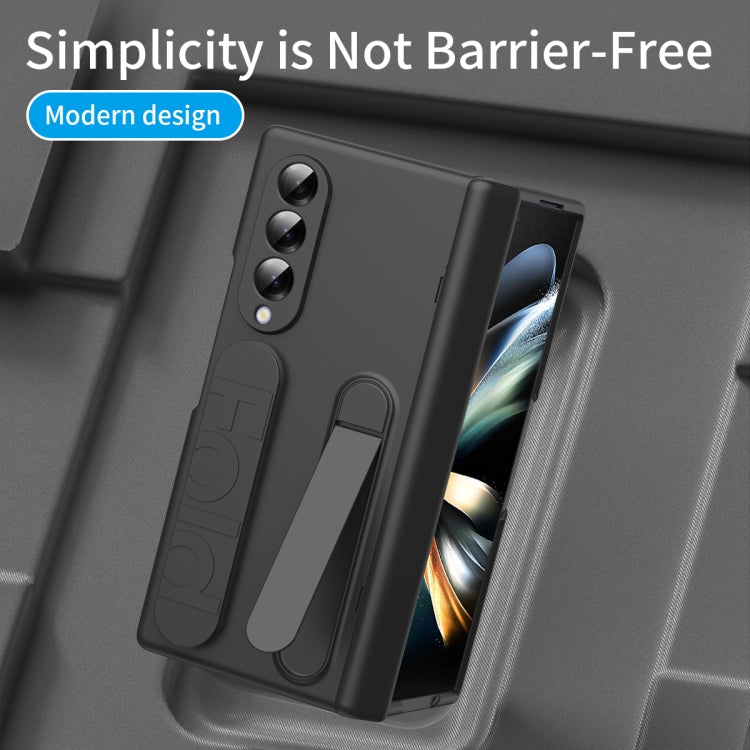 For Samsung Galaxy Z Fold4 Bazher Shell Film Integrated Holder Shockproof Phone Case(Black) - Galaxy Z Fold4 5G Cases by buy2fix | Online Shopping UK | buy2fix