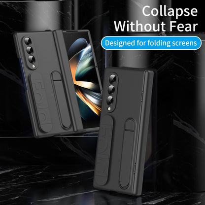 For Samsung Galaxy Z Fold4 Bazher Shell Film Integrated Holder Shockproof Phone Case(Black) - Galaxy Z Fold4 5G Cases by buy2fix | Online Shopping UK | buy2fix
