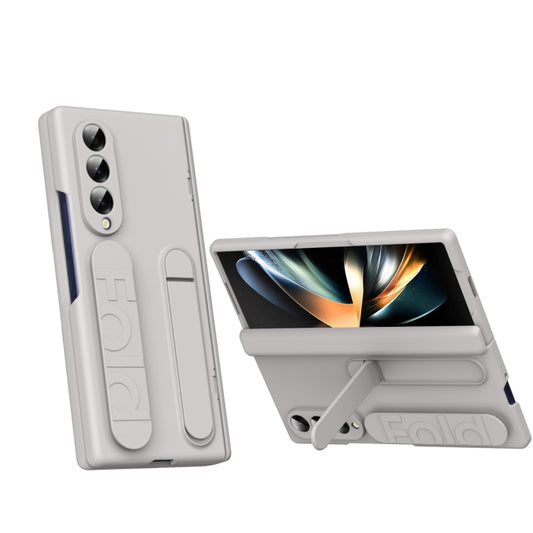 For Samsung Galaxy Z Fold3 5G Bazher Shell Film Integrated Holder Shockproof Phone Case(Titanium original color) - Galaxy Phone Cases by buy2fix | Online Shopping UK | buy2fix