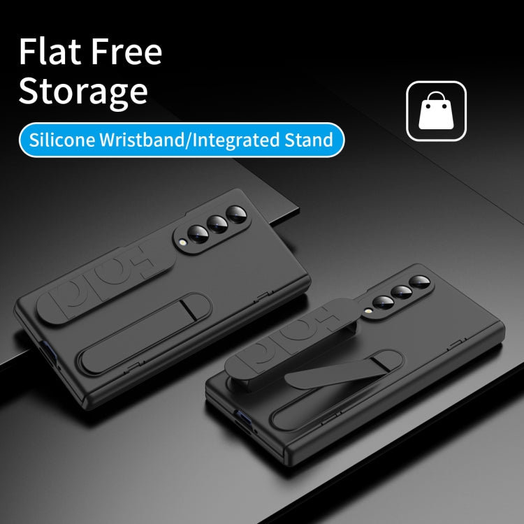 For Samsung Galaxy Z Fold3 5G Bazher Shell Film Integrated Holder Shockproof Phone Case(Black) - Galaxy Phone Cases by buy2fix | Online Shopping UK | buy2fix