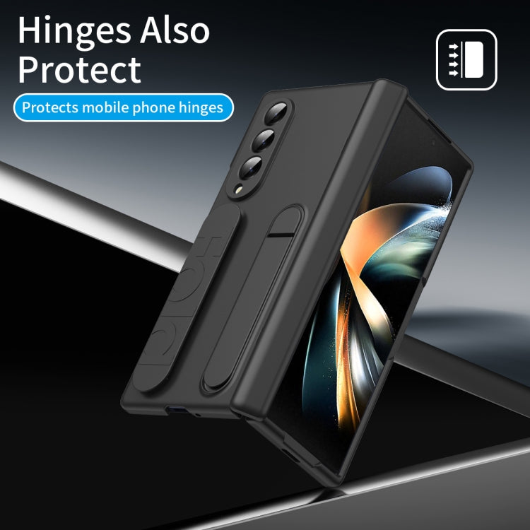 For Samsung Galaxy Z Fold3 5G Bazher Shell Film Integrated Holder Shockproof Phone Case(Black) - Galaxy Phone Cases by buy2fix | Online Shopping UK | buy2fix