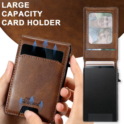 For Samsung Galaxy S22 5G Suteni H19 Oil Wax 2-in-1 MagSafe Removable Card Box Back Phone Case(Brown) - Galaxy S22 5G Cases by Suteni | Online Shopping UK | buy2fix