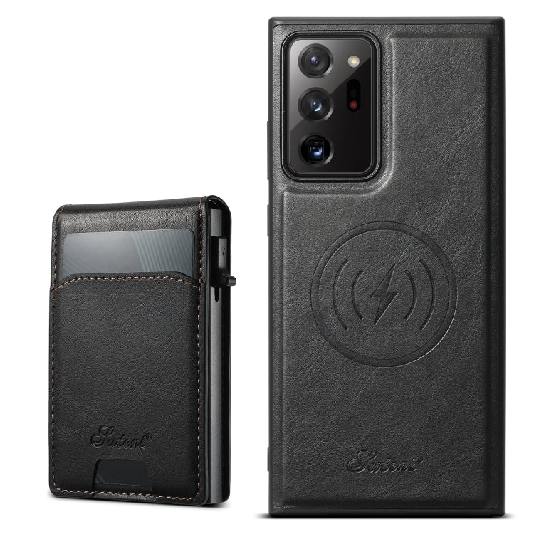 For Samsung Galaxy Note20 5G Suteni H19 Oil Wax 2-in-1 MagSafe Removable Card Box Back Phone Case(Black) - Galaxy Note20 Cases by Suteni | Online Shopping UK | buy2fix
