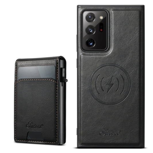 For Samsung Galaxy Note20 5G Suteni H19 Oil Wax 2-in-1 MagSafe Removable Card Box Back Phone Case(Black) - Galaxy Note20 Cases by Suteni | Online Shopping UK | buy2fix