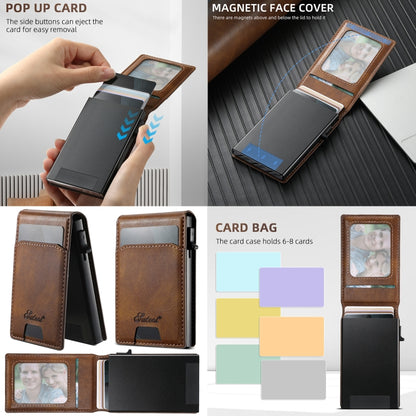 For Samsung Galaxy S22 5G Suteni H19 Oil Wax 2-in-1 MagSafe Removable Card Box Back Phone Case(Brown) - Galaxy S22 5G Cases by Suteni | Online Shopping UK | buy2fix