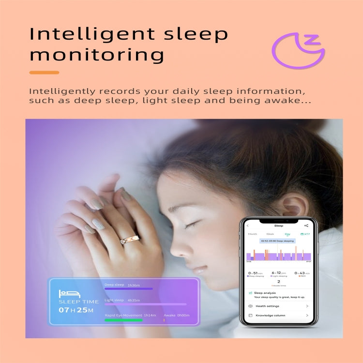 R10M SIZE 10 Smart Ring, Support Heart Rate / Blood Oxygen / Sleep Monitoring / Multiple Sports Modes(Rose Gold) by buy2fix