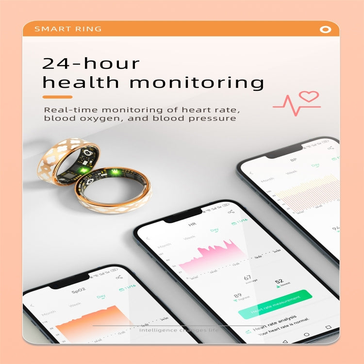 R10M SIZE 11 Smart Ring, Support Heart Rate / Blood Oxygen / Sleep Monitoring / Multiple Sports Modes(Rose Gold) by buy2fix