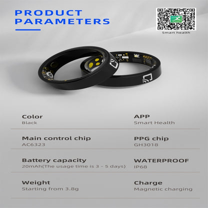 R20 SIZE 10 Smart Ring, Support Heart Rate / Blood Oxygen / Sleep Monitoring / Multiple Sports Modes(Black) by buy2fix