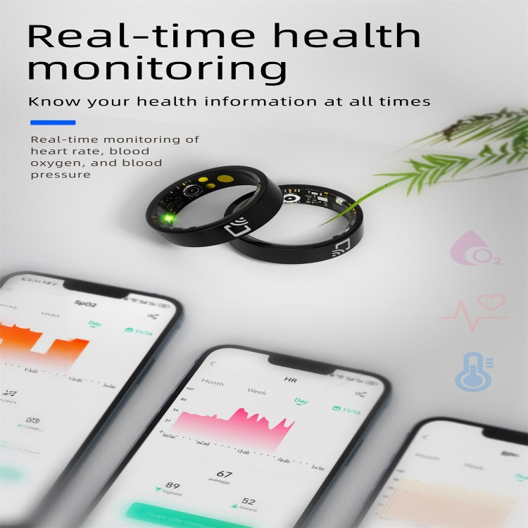 R20 SIZE 12 Smart Ring, Support Heart Rate / Blood Oxygen / Sleep Monitoring / Multiple Sports Modes(Black) by buy2fix