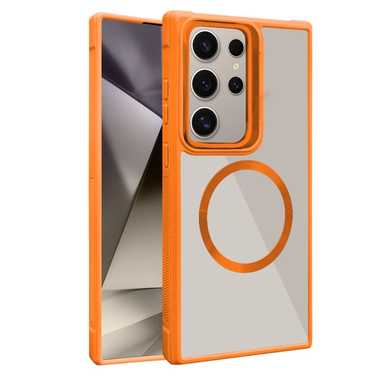 For Samsung Galaxy S25 Ultra 5G Plated CD Texture MagSafe Acrylic Hybrid TPU Phone Case(Orange) by buy2fix