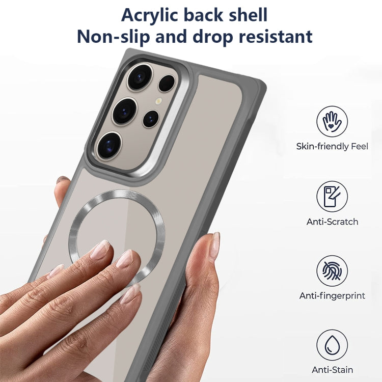 For Samsung Galaxy S25 Ultra 5G Plated CD Texture MagSafe Acrylic Hybrid TPU Phone Case(Gray) by buy2fix