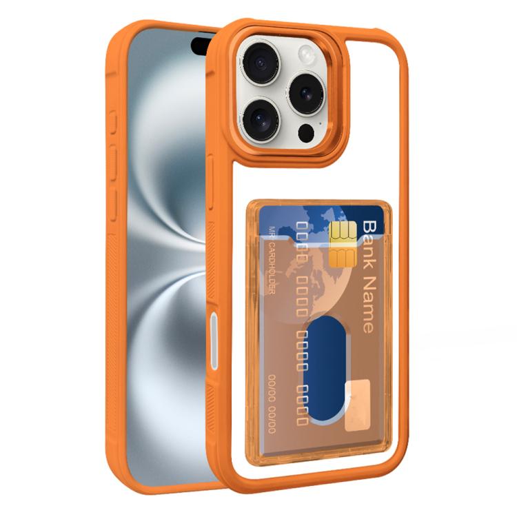 For iPhone Air Electroplated Card Bag Acrylic Hybrid TPU Phone Case(Orange) - iPhone Air Cases by buy2fix | Online Shopping UK | buy2fix
