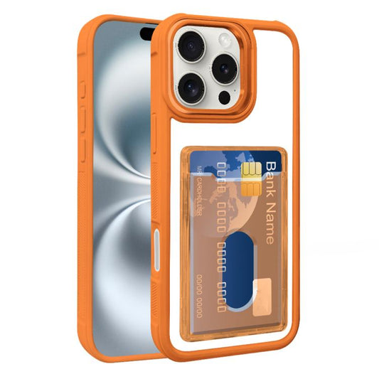 For iPhone Air Electroplated Card Bag Acrylic Hybrid TPU Phone Case(Orange) - iPhone Air Cases by buy2fix | Online Shopping UK | buy2fix