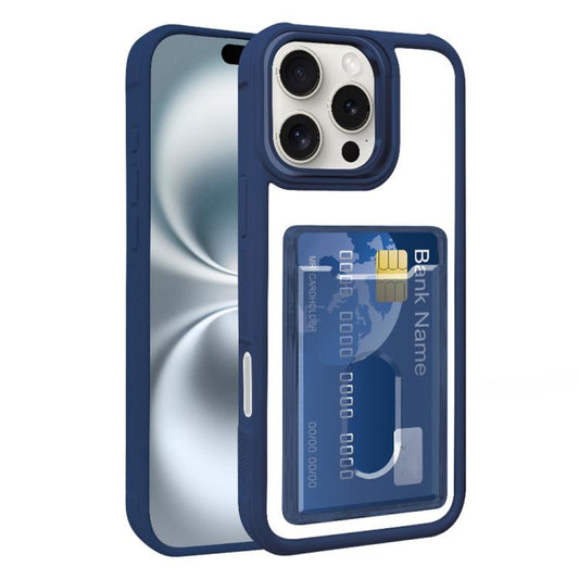 For iPhone Air Electroplated Card Bag Acrylic Hybrid TPU Phone Case(Blue) - iPhone Air Cases by buy2fix | Online Shopping UK | buy2fix