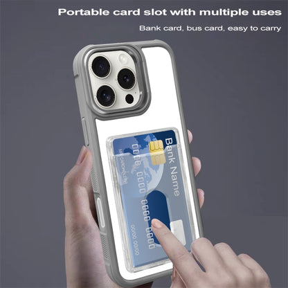 For iPhone Air Electroplated Card Bag Acrylic Hybrid TPU Phone Case(Grey) - iPhone Air Cases by buy2fix | Online Shopping UK | buy2fix