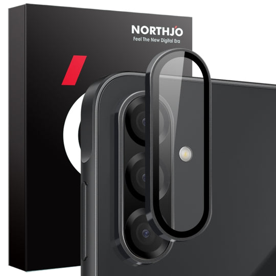 For Samsung Galaxy A36 5G NORTHJO Camera Lens Protector CD Metal Ring Tempered Glass Film(Black)