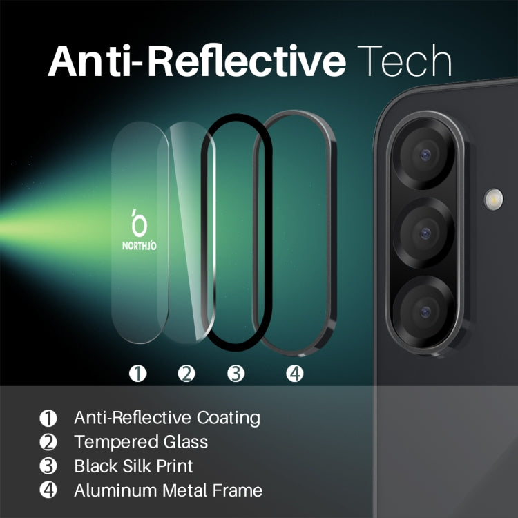 For Samsung Galaxy A36 5G NORTHJO Camera Lens Protector CD Metal Ring Tempered Glass Film(Black) - Galaxy Tempered Glass by NORTHJO | Online Shopping UK | buy2fix