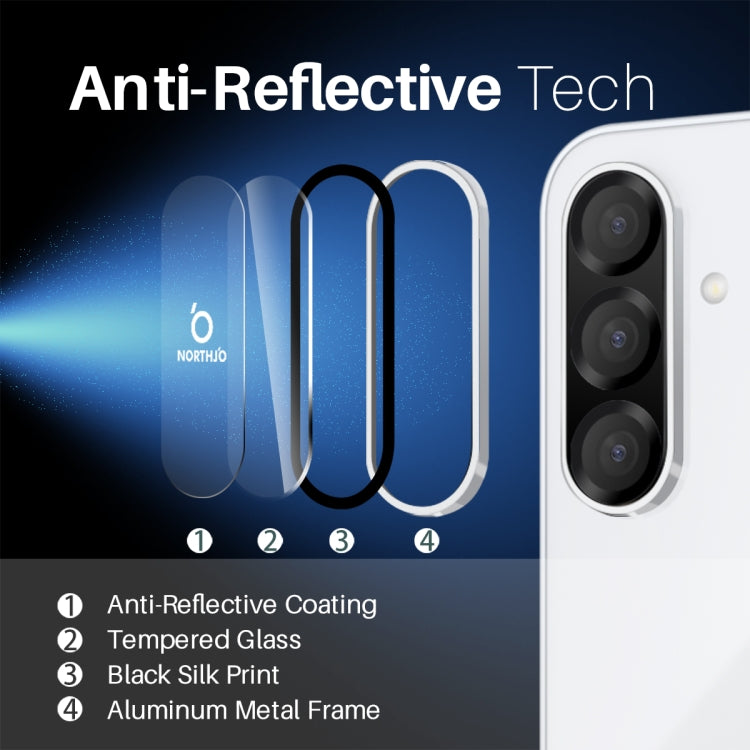 For Samsung Galaxy A36 5G NORTHJO Camera Lens Protector CD Metal Ring Tempered Glass Film(Silver) - Galaxy Tempered Glass by NORTHJO | Online Shopping UK | buy2fix