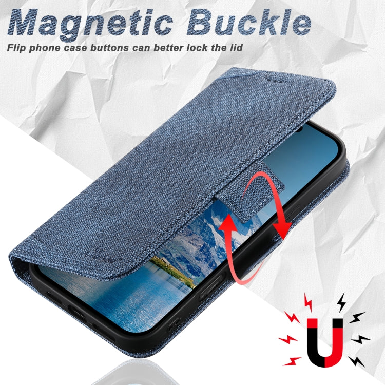 For iPhone 15 Pro Max Suteni J07 Multi-functional Horizontal MagSafe Denim Leather Phone Case(Blue) - iPhone 15 Pro Max Cases by Suteni | Online Shopping UK | buy2fix