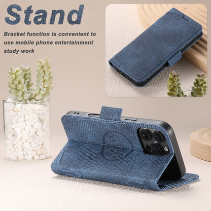 For iPhone 15 Pro Max Suteni J07 Multi-functional Horizontal MagSafe Denim Leather Phone Case(Blue) - iPhone 15 Pro Max Cases by Suteni | Online Shopping UK | buy2fix