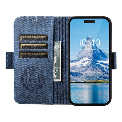 For iPhone 15 Pro Max Suteni J07 Multi-functional Horizontal MagSafe Denim Leather Phone Case(Blue) - iPhone 15 Pro Max Cases by Suteni | Online Shopping UK | buy2fix