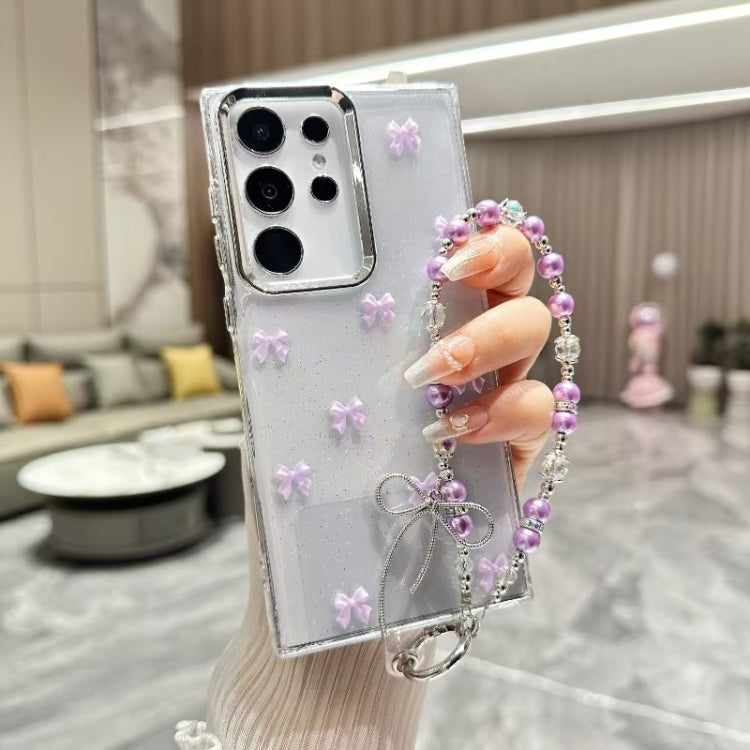 For Samsung Galaxy S25 5G Little Fresh Bow Bracelet Chain TPU Phone Case(Purple) by buy2fix