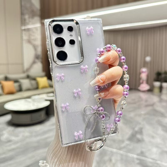 For Samsung Galaxy S25 5G Little Fresh Bow Bracelet Chain TPU Phone Case(Purple) by buy2fix