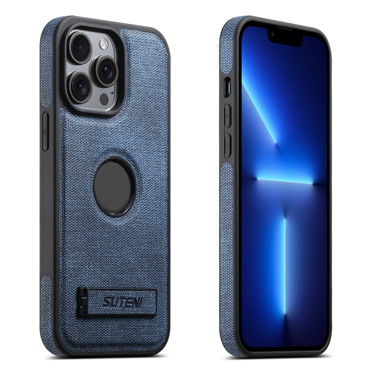 For iPhone 13 Pro Max Suteni G2 Holder Denim Leather Back MagSafe Phone Case(Blue) - iPhone 13 Pro Max Cases by Suteni | Online Shopping UK | buy2fix