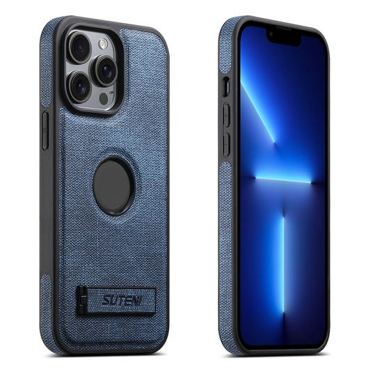 For iPhone 13 Pro Max Suteni G2 Holder Denim Leather Back MagSafe Phone Case(Blue) - iPhone 13 Pro Max Cases by Suteni | Online Shopping UK | buy2fix