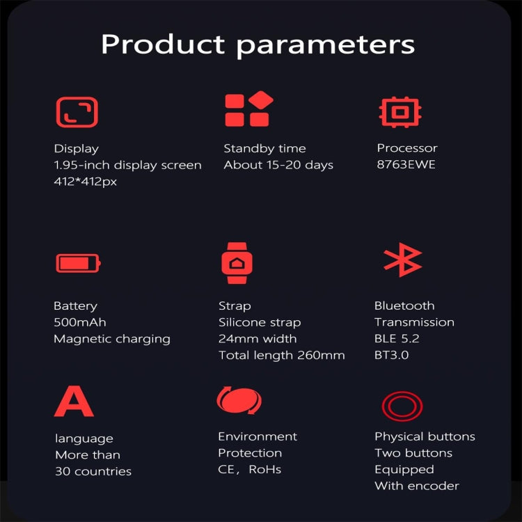 EX100 1.95 inch Color Screen Smart Watch, Support Bluetooth Call / Health Monitoring(Silver) by buy2fix