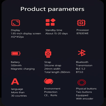 EX100 1.95 inch Color Screen Smart Watch, Support Bluetooth Call / Health Monitoring(Silver) by buy2fix