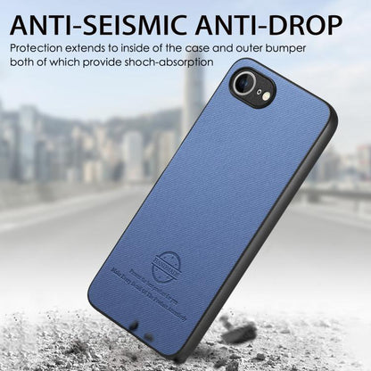 For iPhone 16e Twill Fabric Leather Skin Back Phone Case(Blue) - iPhone 16e Cases by buy2fix | Online Shopping UK | buy2fix