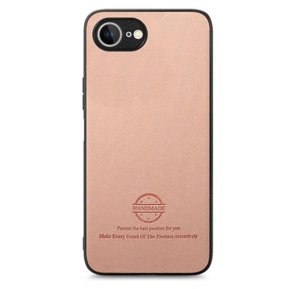 For iPhone 16e Twill Fabric Leather Skin Back Phone Case(Pink) - iPhone 16e Cases by buy2fix | Online Shopping UK | buy2fix