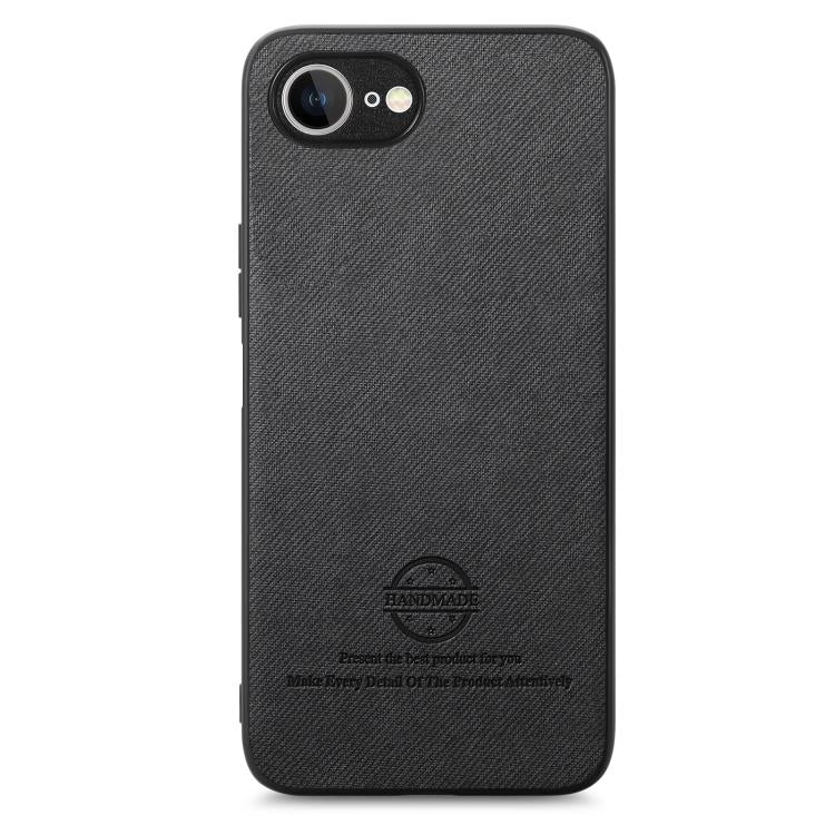 For iPhone 16e Twill Fabric Leather Skin Back Phone Case(Black) - iPhone 16e Cases by buy2fix | Online Shopping UK | buy2fix
