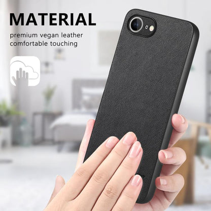 For iPhone 16e Twill Fabric Leather Skin Back Phone Case(Black) - iPhone 16e Cases by buy2fix | Online Shopping UK | buy2fix