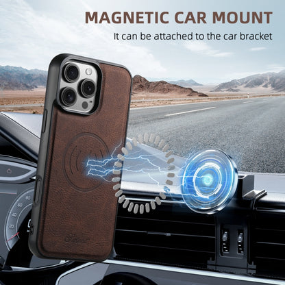 For Samsung Galaxy S22 5G Suteni H19 Litchi Texture 2-in-1 MagSafe Removable Card Case Back Phone Case(Brown) - Galaxy S22 5G Cases by Suteni | Online Shopping UK | buy2fix