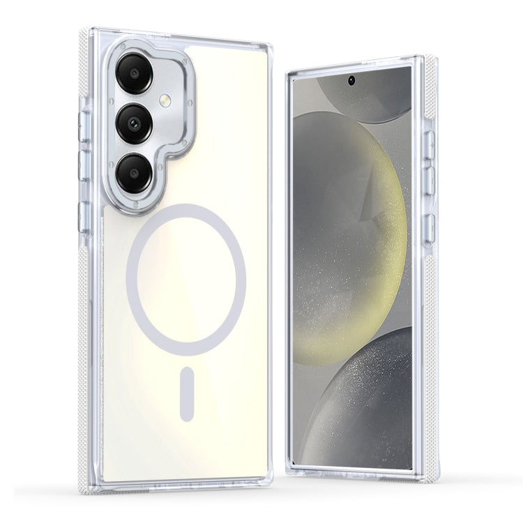 For Samsung Galaxy S25+ 5G Dual-Color Gradient Discolor MagSafe Phone Case(White) by buy2fix