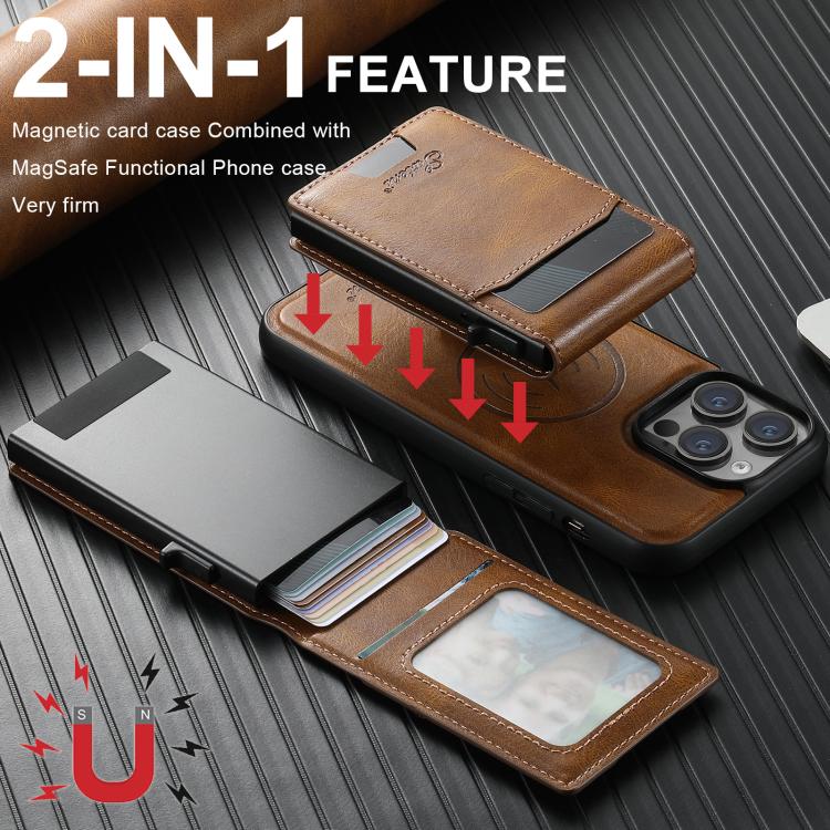 For Google Pixel 10 Pro Suteni H19 Oil Wax 2-in-1 MagSafe Removable Card Box Back Phone Case(Brown) - Google Cases by Suteni | Online Shopping UK | buy2fix