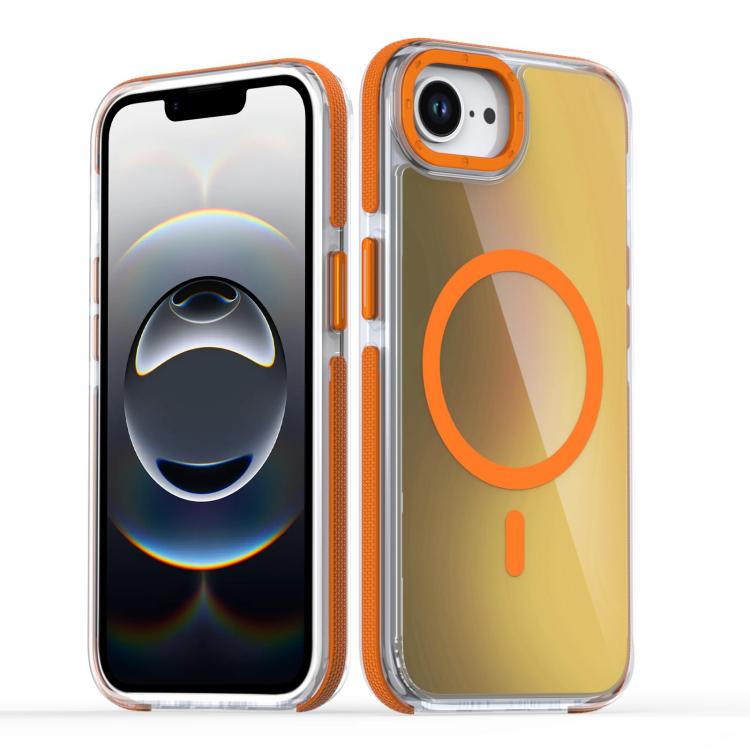 For iPhone 16e Dual-Color Gradient Discolor MagSafe Phone Case(Orange) - iPhone 16e Cases by buy2fix | Online Shopping UK | buy2fix