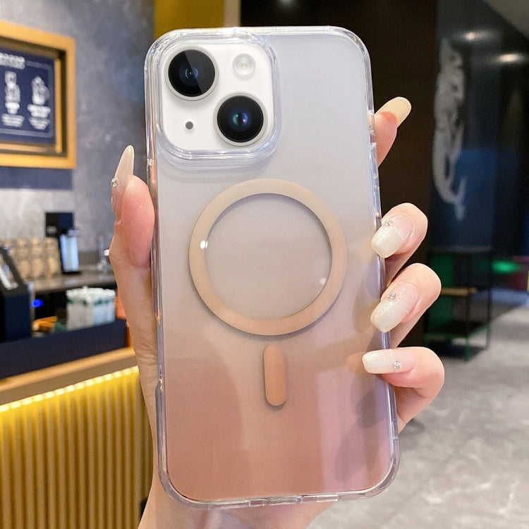 For iPhone 14 Gradient Transparent PC MagSafe Phone Case(Gradient Brown) - iPhone 14 Cases by buy2fix | Online Shopping UK | buy2fix