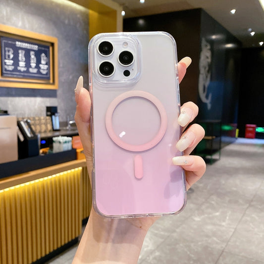 For iPhone 15 Pro Gradient Transparent PC MagSafe Phone Case(Gradient Pink) - iPhone 15 Pro Cases by buy2fix | Online Shopping UK | buy2fix