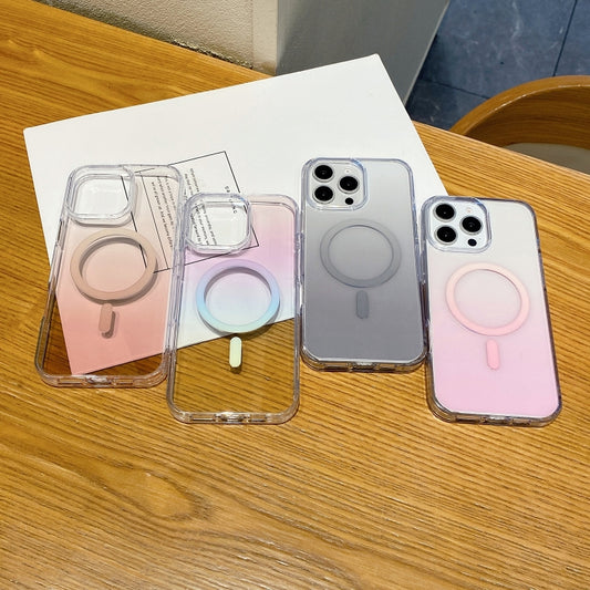 For iPhone 15 Pro Gradient Transparent PC MagSafe Phone Case(Gradient Pink) - iPhone 15 Pro Cases by buy2fix | Online Shopping UK | buy2fix