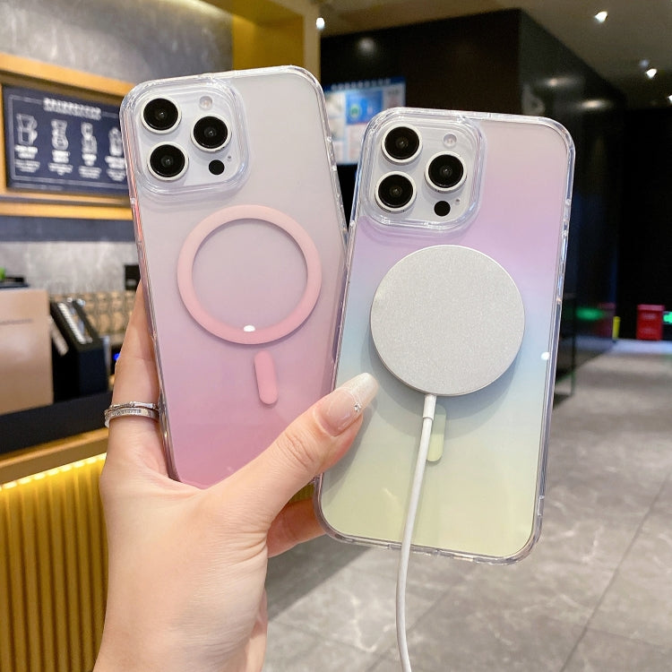 For iPhone 15 Pro Gradient Transparent PC MagSafe Phone Case(Colorful) - iPhone 15 Pro Cases by buy2fix | Online Shopping UK | buy2fix