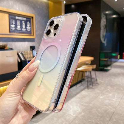 For iPhone 15 Pro Gradient Transparent PC MagSafe Phone Case(Gradient Gray) - iPhone 15 Pro Cases by buy2fix | Online Shopping UK | buy2fix