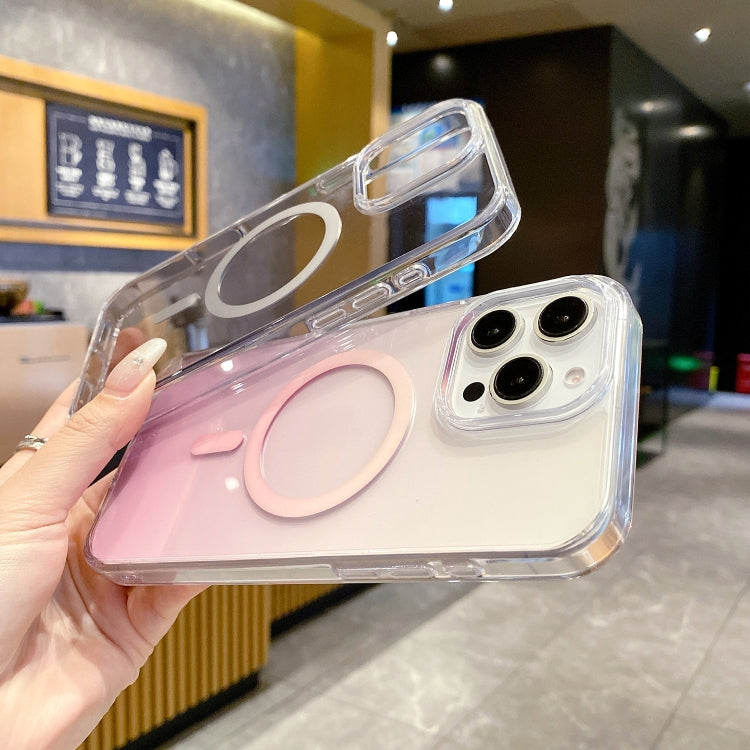 For iPhone 15 Pro Max Gradient Transparent PC MagSafe Phone Case(Gradient Pink) - iPhone 15 Pro Max Cases by buy2fix | Online Shopping UK | buy2fix